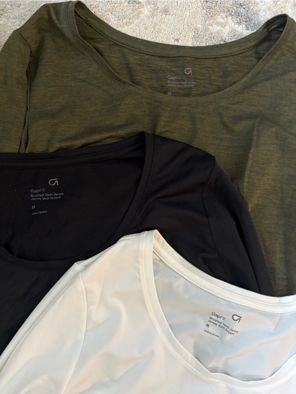GAP Women’s Crew Neck Tops - Olive Green, Black, White (3-Pack)